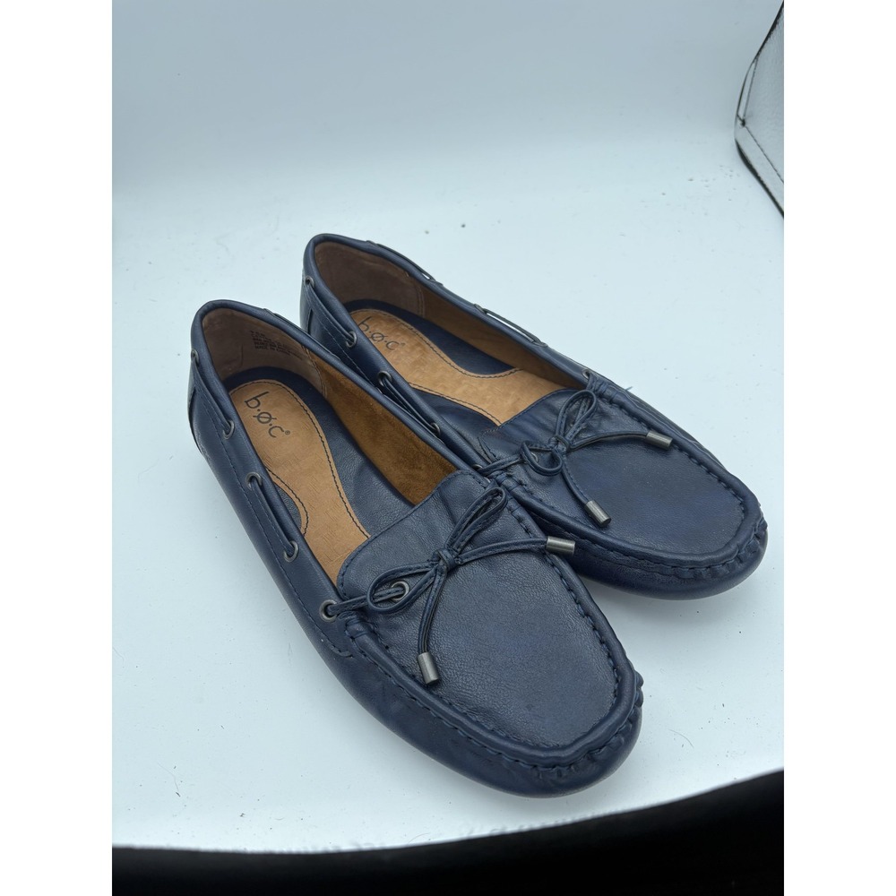 B.o.c Shoes Womens Size 9.5 Blue Synthetic Moccasin Flats Bow Slip On Comfort